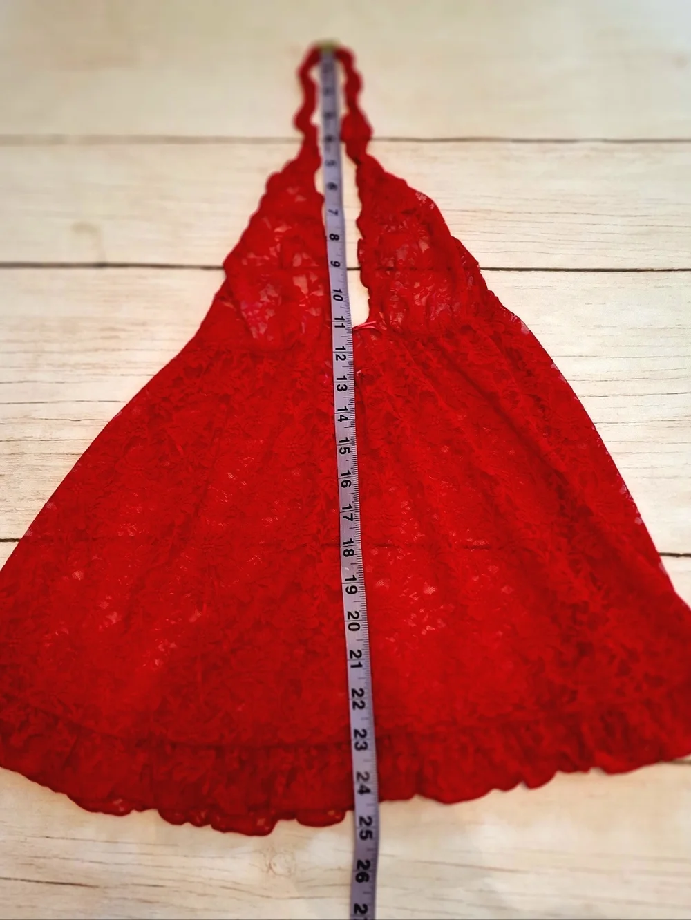 La Senza Red Lace Sheer Halter Neck Babydoll Lingerie Size Small - Picture 7 of 8